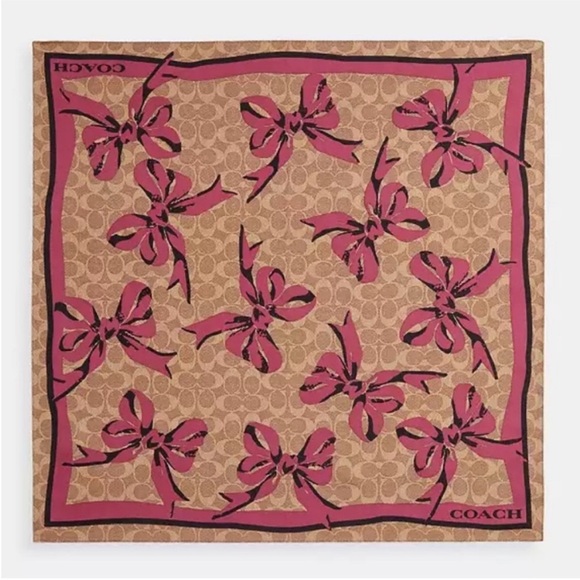 Coach Signature Bow Print Silk Bandana # CZ527 - Picture 1 of 3